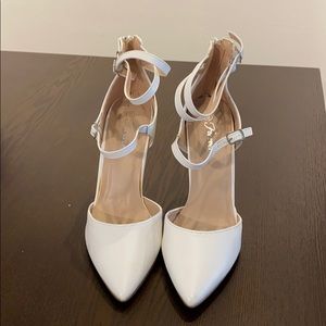 Strappy White Pumps
